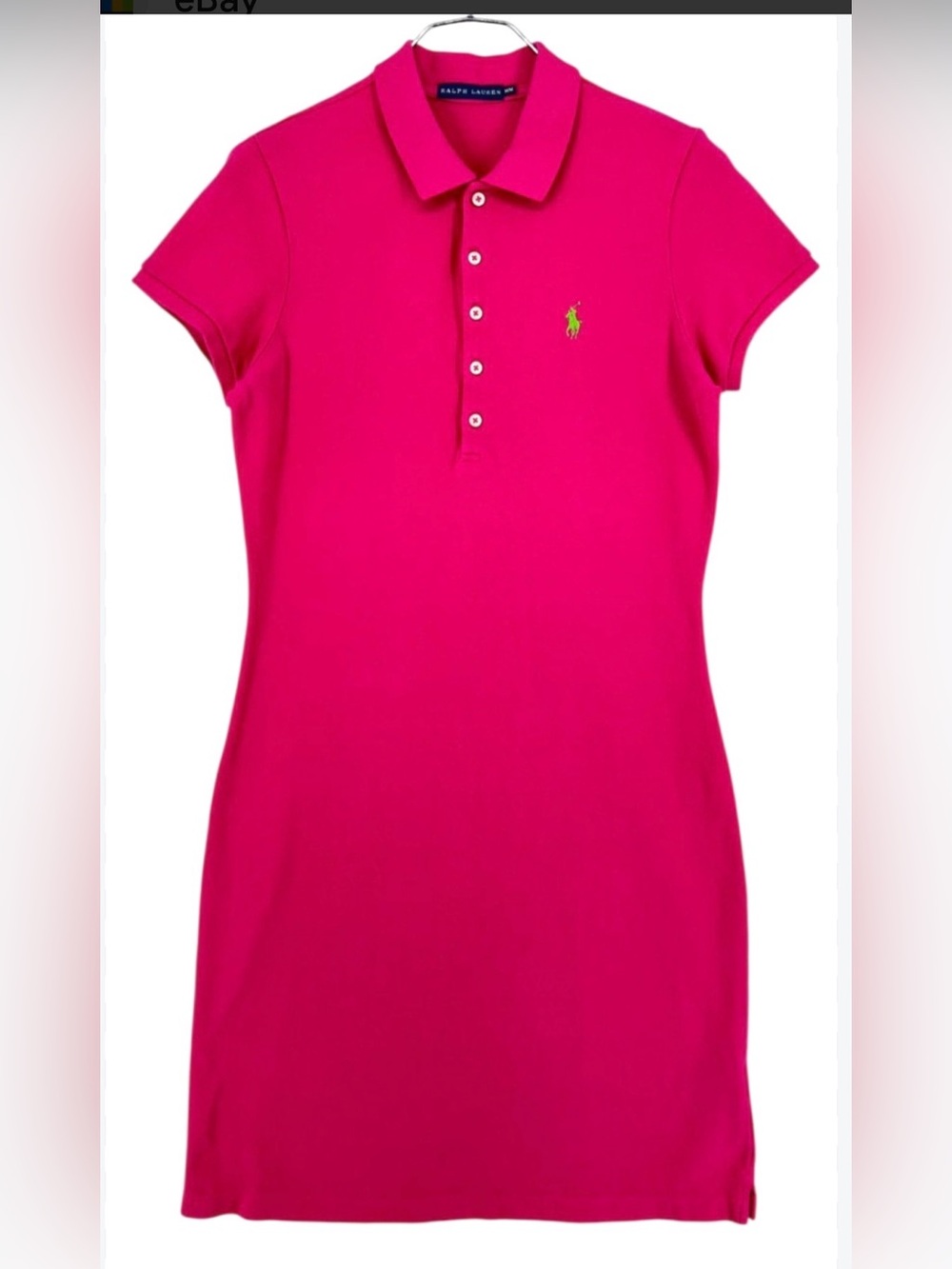 EUC Polo by Ralph Lauren Bright Pink Polo Shirt Dress with Green Pony